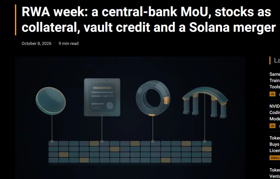 scoggc's tweet photo. Quietly important RWA week underneath the selloff:

tokenized securities used as margin,
vault capital committed to onchain credit,
Solana trading and lending teams merging to chase issuance-to-financing for AI and energy assets.

Ugly beta days are when you notice who is still building usable rails.