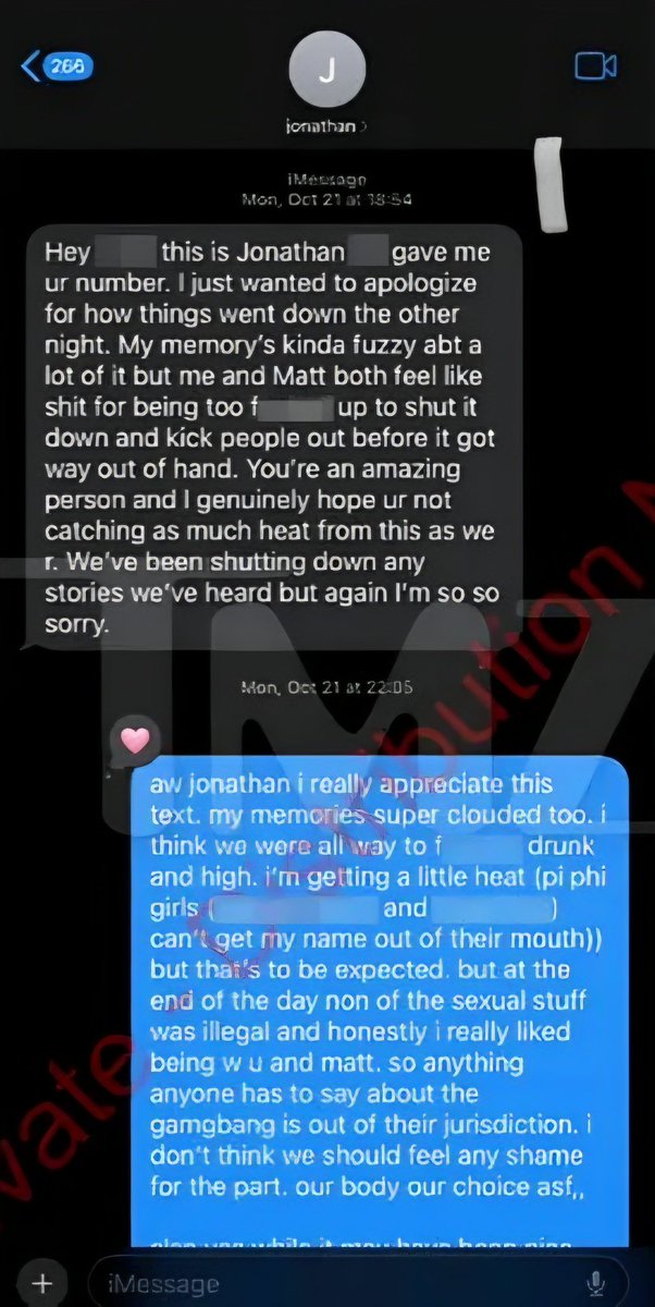 KanekoaTheGreat's tweet photo. BREAKING: Cornell 'Jane Doe' called the alleged r*pe a "gangbang" in texts sent two days later, per TMZ.

"i don't think we should feel any shame... our body our choice asf," she told Jonathan Newell, one of seven men she's now suing.

She added she "really liked being" with him and 'Matt.'

'Matt' is Matthew Ingalls, who told Cornell he was too intoxicated to consent and suggested Doe assaulted him, per ABC.