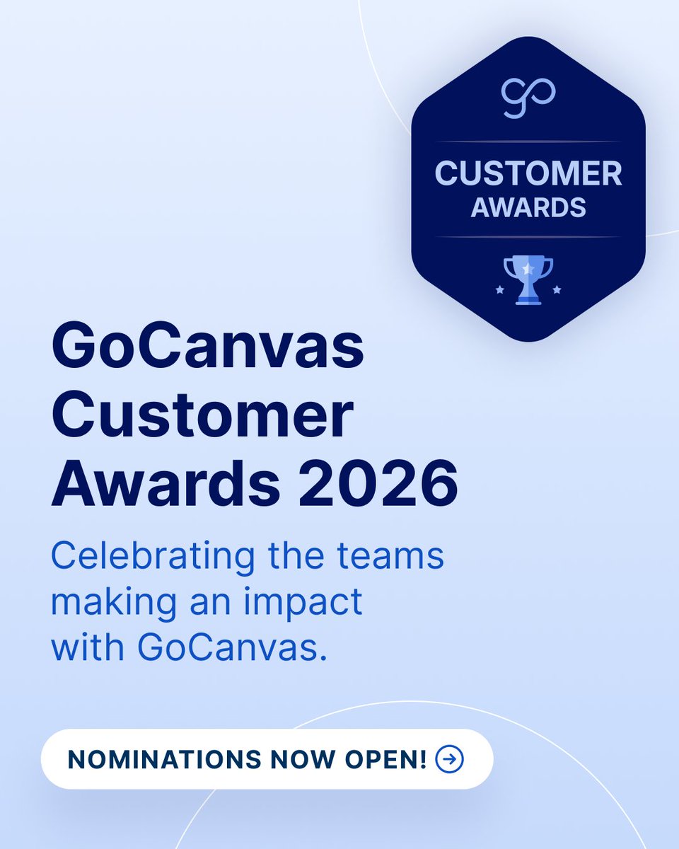 GoCanvas's tweet photo. November is Customer Awards Month at GoCanvas! 🏆

The best ideas usually start with a simple question:

“Is there a better way?”

We’re celebrating the customers who asked, then acted! Want to be part of it? Nominations are open through October 19: https://t.co/JtrfDkvKs6 https://t.co/D1TxvnAO8i
