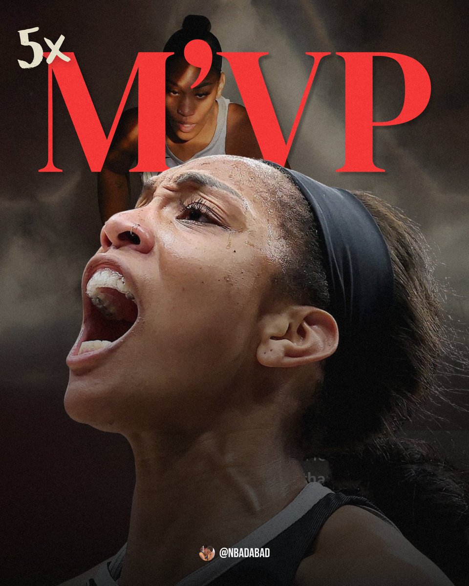 NBAdabad's tweet photo. 🚨 URGENTE:

A'JA WILSON É MVP DA WNBA PELA 5ª VEZ EM SUA CARREIRA!

A PRIMEIRA JOGADORA A GANHAR O PRÊMIO EM 3 ANOS SEGUIDOS!

🐐 https://t.co/FXdY1UwgYK
