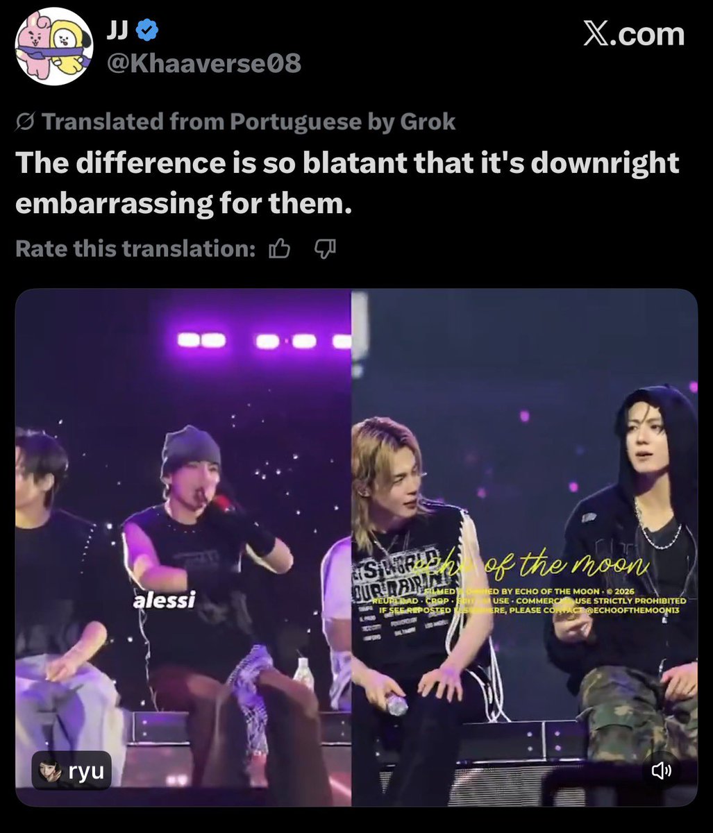 divinegria's tweet photo. The difference is that one was staring at jk like a creep for minutes while he was busy singing, and that was definitely not tae https://t.co/UZo9Va2EsF
