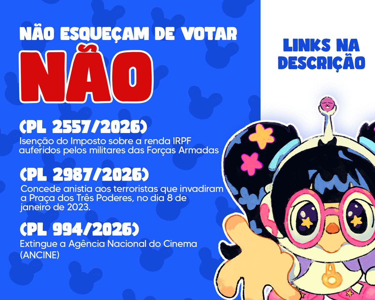 cinamorou's tweet photo. IMPORTANTE! Não esqueçam de votar NÃO nesses três projetos!

https://t.co/2NKo223lXB

https://t.co/7fZYCKTDE2

https://t.co/KWYz6OZixt https://t.co/5wH6BlHDxN