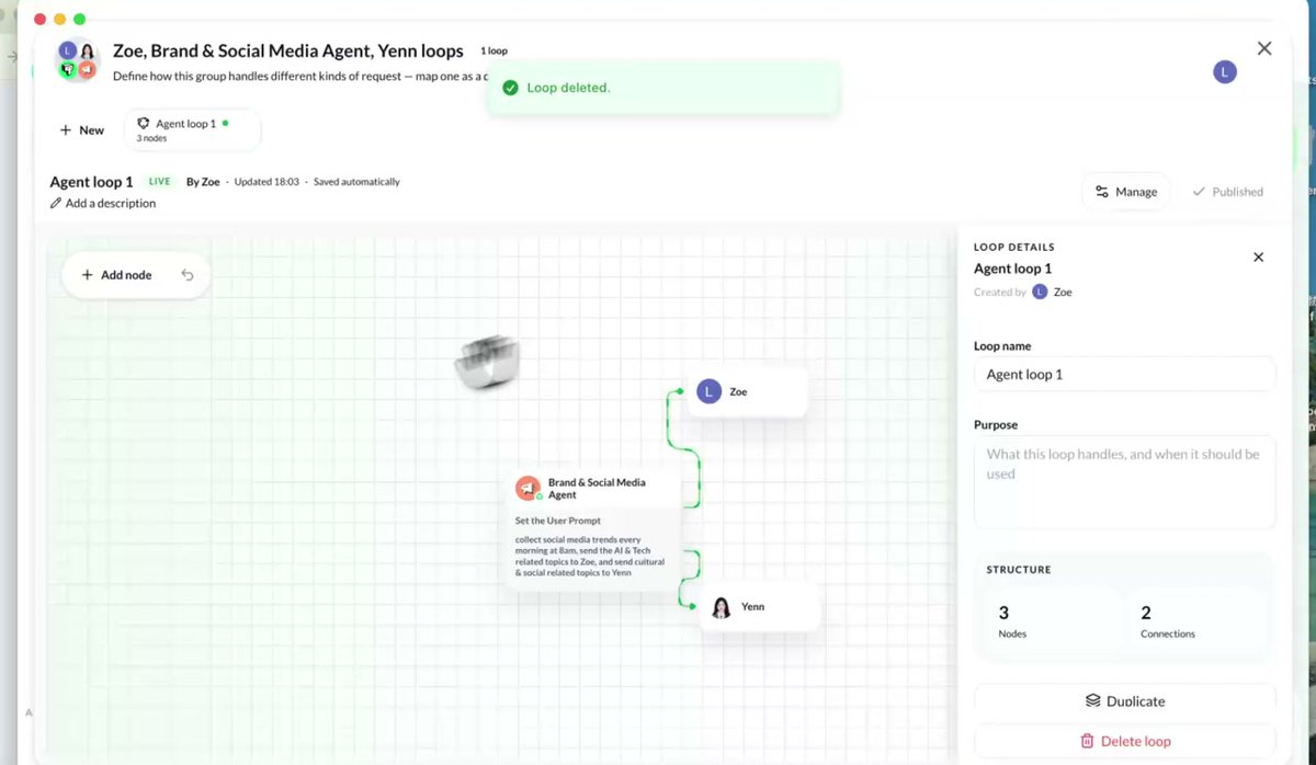 YGAMooRe's tweet photo. this Loop view shows why @Teamily_AI launched 2.0.

→ a Business Agent &amp; two teammates share context
→ repeat workflows rerun from chat
→ clear roles with zero re-explaining

Teamily AI is a human-agent collaborative workspace for small businesses: https://t.co/1U8zuEArLY https://t.co/4pSHus9n9w