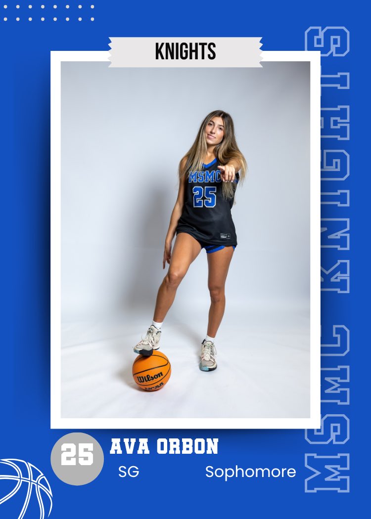wbb_knights's tweet photo. You know them on the court. Now get to know the person behind the jersey! 🏀⚔️

Next Knight up… Ava Orbon���

Favorites, fun facts⬇️

I played softball since I was 7

I wear this jersey because it’s my second favorite number

My hidden talent is cooking

#GoKnights #MSMCWBB https://t.co/vj0o5quYDM