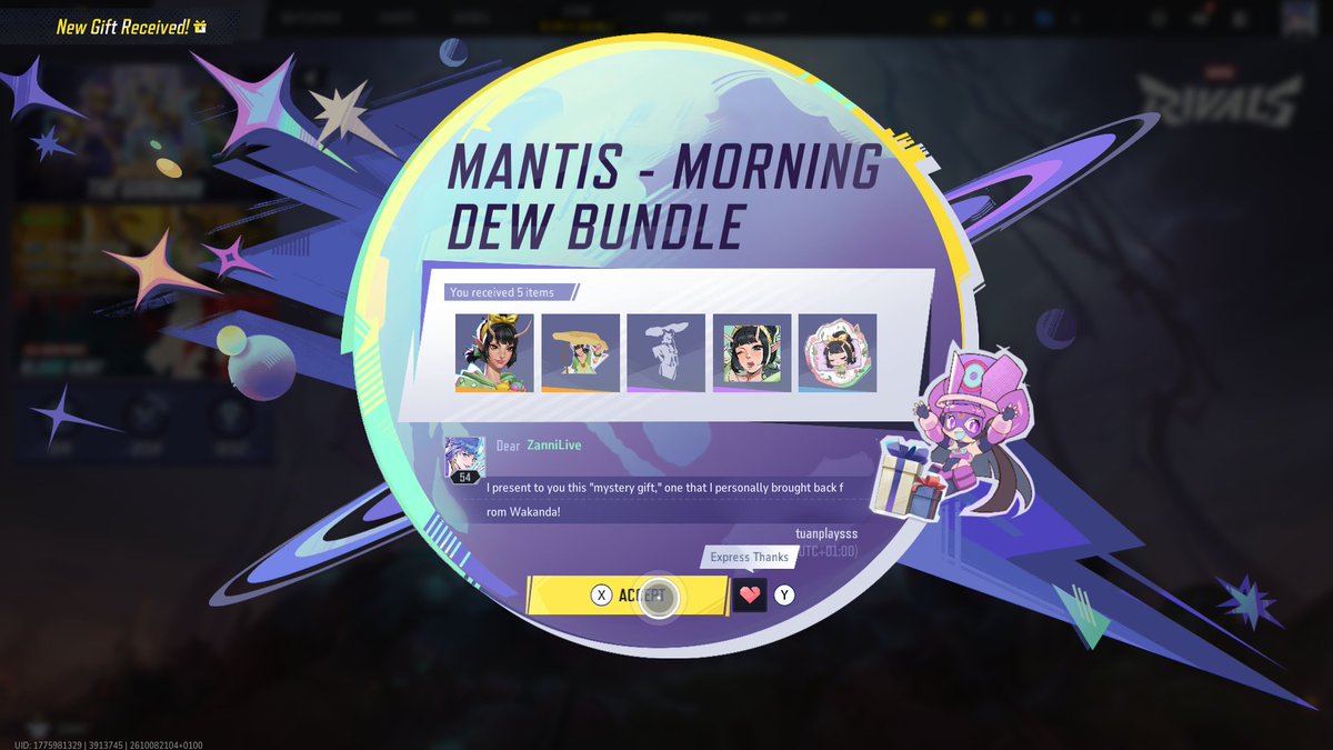 ZanniLive's tweet photo. BEST BIRTHDAY GIFT EVER THANK YOU TOO @TuanPlaysss FOR THE MANTIS SKIN XX
Make sure to join his discord a very chill community and u could have a chance of winning plenty of giveaways if interested!! https://t.co/6cJ5fCaTIU
