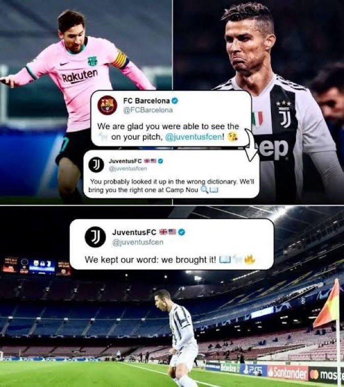 abilasports's tweet photo. 🎙️ Gianluigi Buffon:

🗣️ “Juventus'ta her zaman konuştuğumuz Cristiano Ronaldo anı, Barcelona'ya karşı oynadığımız o maçtı.

Barcelona, Torino'da Juventus'u 2-0 yendikten sonra, Barça'nın resmi hesabı Messi'nin bir fotoğrafını şu mesajla paylaştı:

‘KEÇİYİ sahanızda görmenize sevindik.’

Juventus ise bir uyarıyla cevap verdi: ‘Yanlış sözlük, doğru olanı Camp Nou'ya getireceğiz.’

Sonra 8 Aralık geldi.

Camp Nou.

Ronaldo geri döndü.

Juventus 3-0 kazandı. Ronaldo iki gol attı.

Ve maçın bitiş düdüğünden sonra, Juventus o eski konuşmaya geri döndü ve şu cümleyi savurdu:

‘Sözümüzü tuttuk: Getirdik.’

O sonuçla o kadar mutlu olduk ki, soyunma odasında aylarca bundan bahsettik.

Birbirimize dedik ki, ‘Keşke bu adam gençken bize katılsaydı.’
