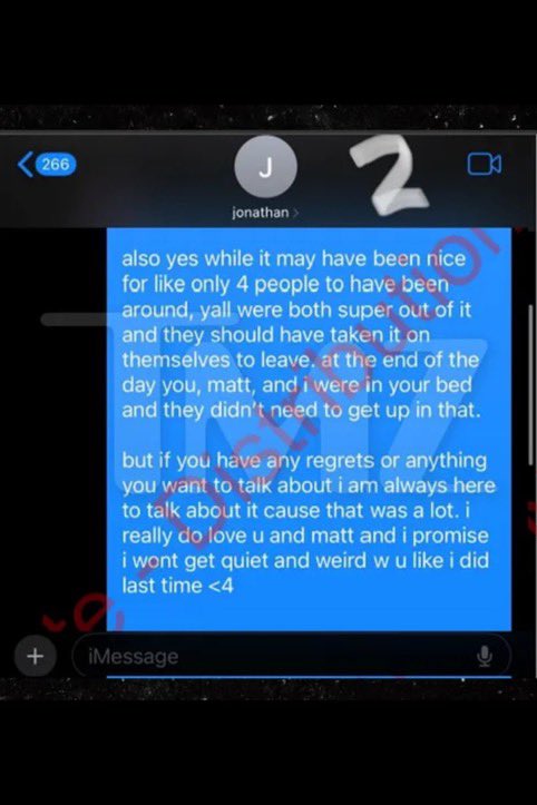 AFpost's tweet photo. Lucy Craig, of Cornell’s “Jane Hoe” fame, texted Jonathan Newell saying she enjoyed getting a train ran on her and that the gangbang was consensual, saying “our body our choice” and that nobody should feel shame.

Craig then offers support and condolences to Newell, who would be expelled and doxxed because of Craig, along with his family, and admits that him and Matthew Ingalls were far too inebriated to bear any responsibility for all of the other men coming into the room.

Follow: @AFpost