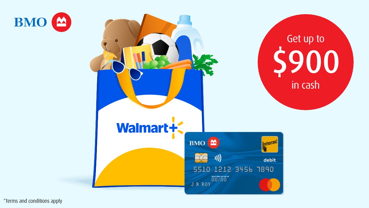 ParentLifeNet's tweet photo. Fall family expenses add up. 🍂 Switch to BMO and score up to $900* in cash, plus a Walmart+ membership for up to 12 months‡.

Get offer details: https://t.co/Yv2pXLwJoj https://t.co/7l3JKGtNib