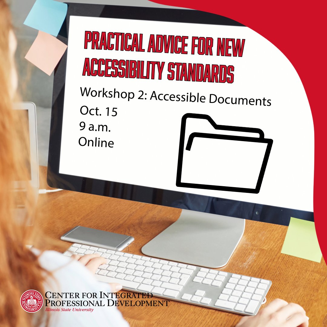 ProDevISU's tweet photo. It's not too late to register for Practical Advice for New Accessibility Standards: Accessible Documents!

Join us tomorrow online at 9 a.m. to practice making your Word, PDF, and PowerPoint documents accessible to every learner.

🔗 https://t.co/GsobSbCuqd https://t.co/Xe4OJNvKTx