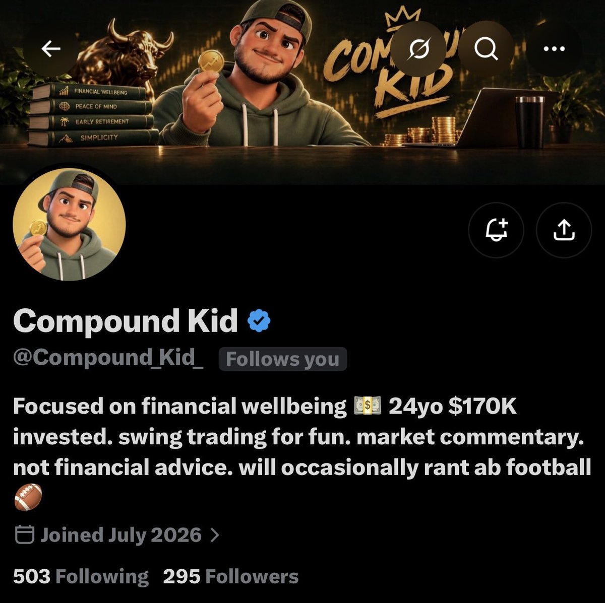 OptionEdgeHQ's tweet photo. Come on everyone we need 5 more followers to get @Compound_Kid_  to 300. Let’s do this! https://t.co/D5UVivw5gA