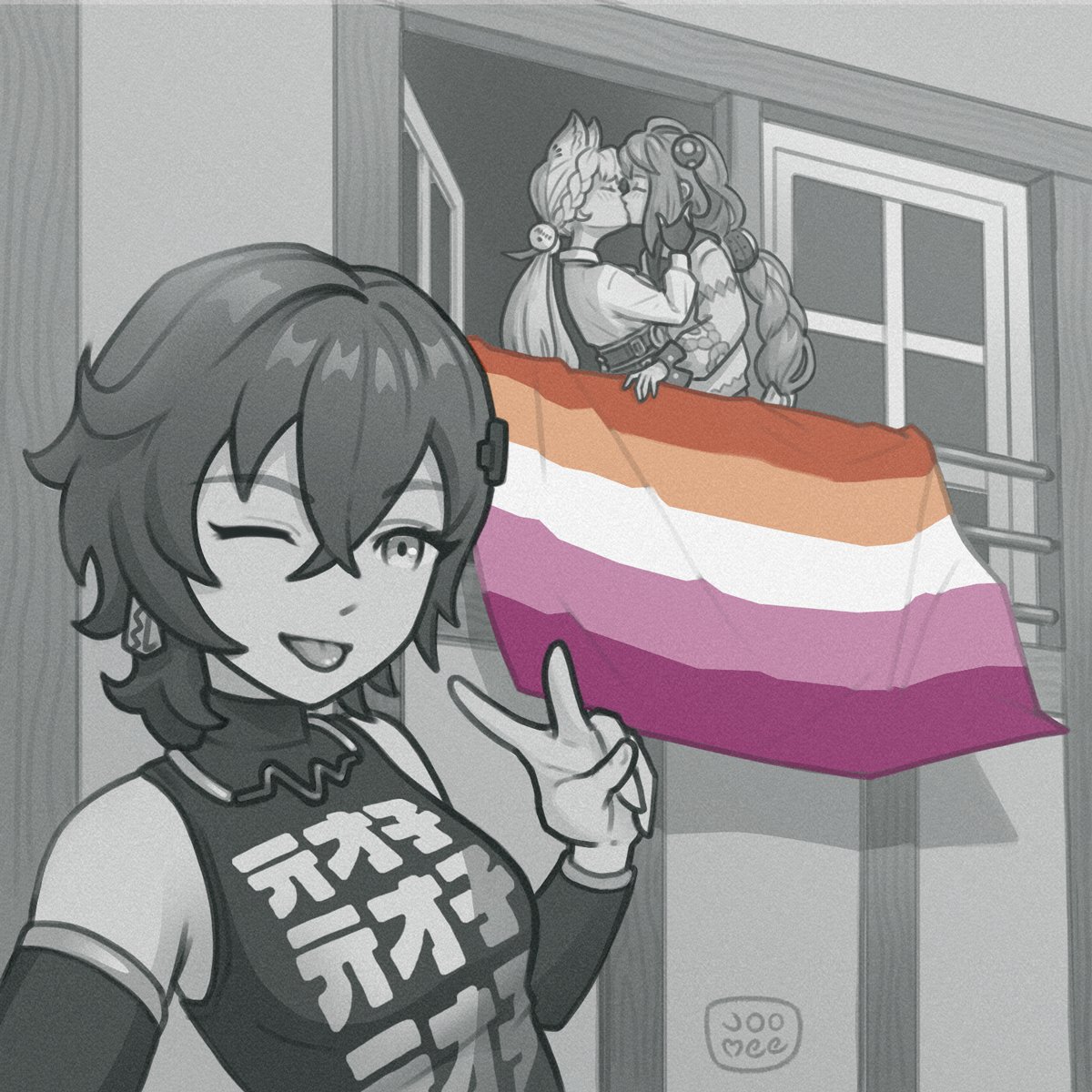 joomeedraws's tweet photo. happy lesbian day! 🩷🤍🧡 https://t.co/eMQdgQBwwE