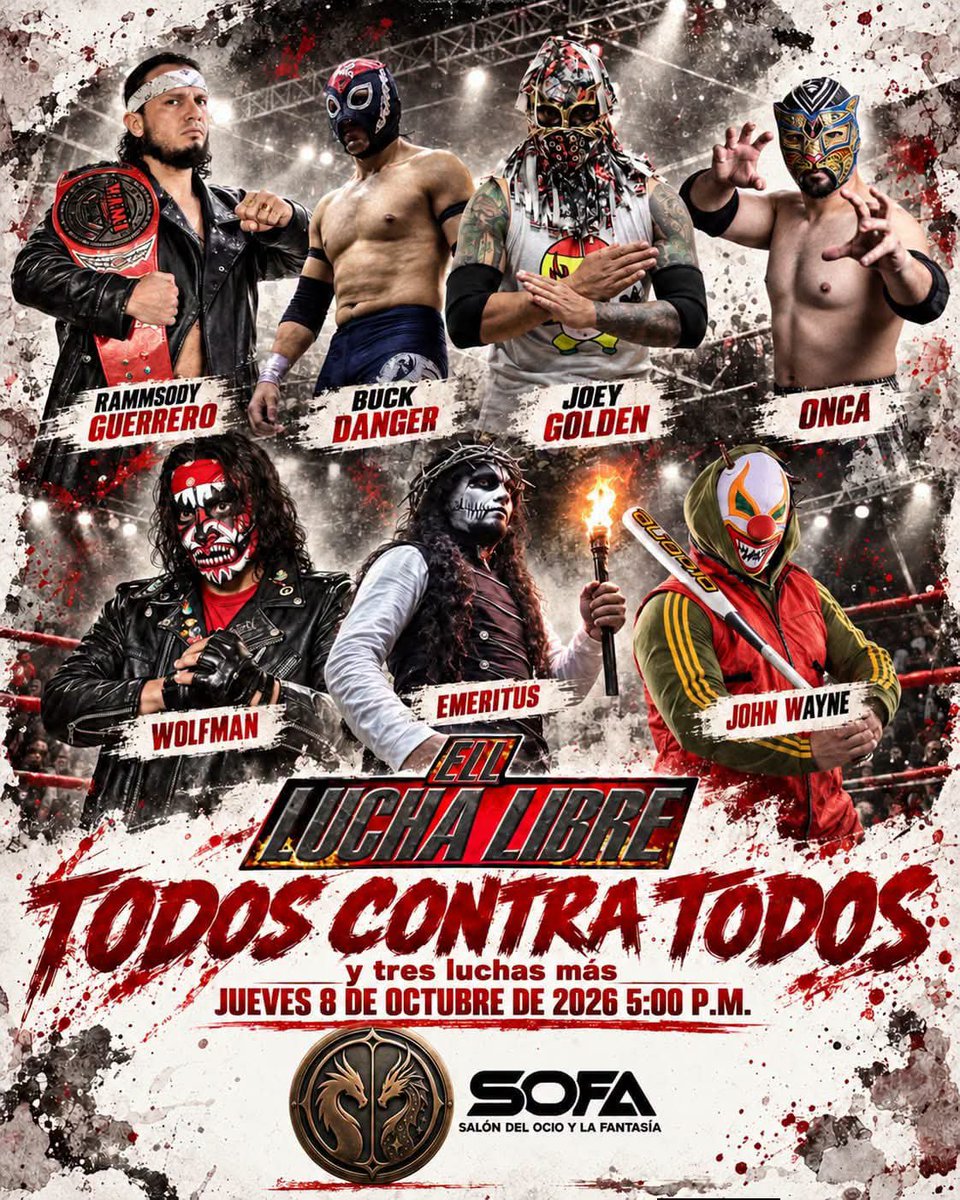 CWCcolombia's tweet photo. Desde hoy regresa la lucha libre al Universo SOFA los esperamos:
Jueves 08 de octubre | 5:00pm – 7:30pm
Viernes 09 de octubre | 5:00pm – 7:30pm
Sábado 10 de octubre | 5:00pm – 7:30pm
Domingo 11 de octubre | 5:00pm – 7:30pm
Lunes 12 de octubre | 4:30pm – 7:00pm
Ubicación
Ciudadela SOFA · Pabellón 6 Nivel 2
#LuchaLibre #ELL #Sofa #bogota #colombia #Wrestling