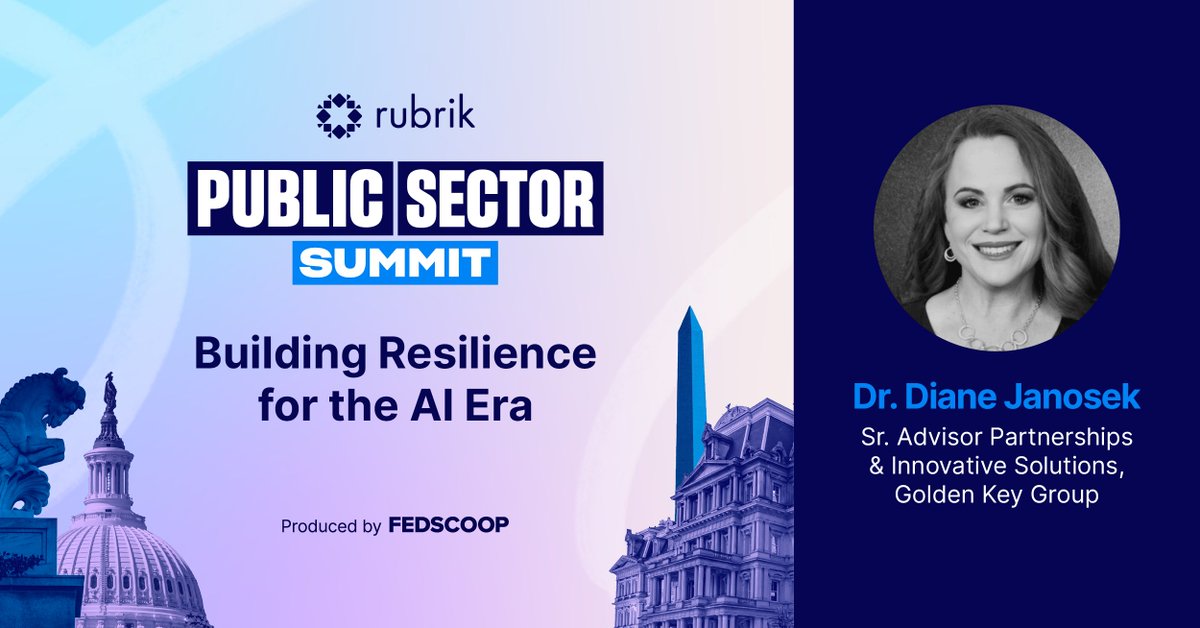 GoldenKeyGroup's tweet photo. Join GKG's Sr. Advisor Dr. Diane Janosek at the virtual Rubrik Public Sector Summit on Oct 13 at 2:15 PM for "Achieving Mission Resilience: Cyber Survivability."

Register: https://t.co/X338XCalmU https://t.co/sZPVFucFSS