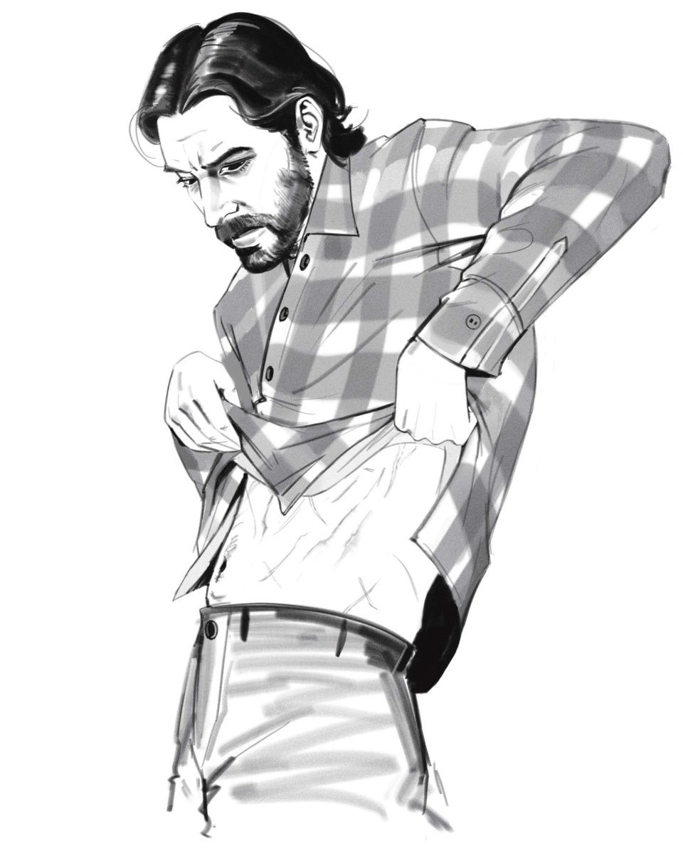 Journnen's tweet photo. Day 8 for Whumptober prompt "Hidden Scars" I always had the thought i wonder if Alan would bear any scars of anything that happened to him in any of the loops during his 13 years in the Dark Place because obviously that place wasn't kind to him. 

#AlanWake2 #FanArt https://t.co/2ucKRrNI7A