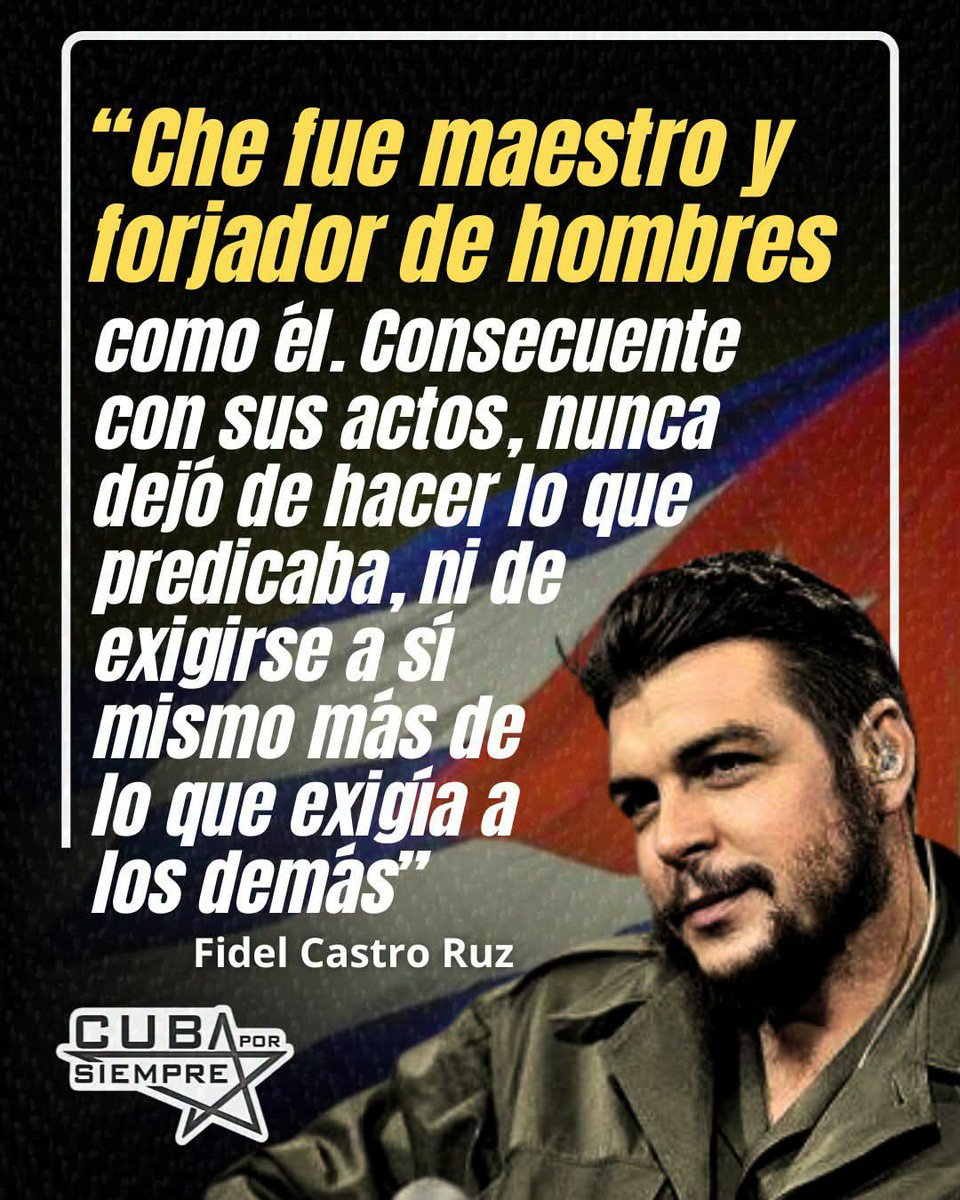 UyCubacoopera's tweet photo. Al conmemorarse este de octubre 59 años del vil asesinato del Comandante Ernesto Che Guevara, ejecutado el 9 de octubre de 1967 en La Higuera, Bolivia, la figura del guerrillero heroico se alza más vigente que nunca como patrimonio de la humanidad.
#CubaViveEnSuHistoria https://t.co/F7phCR3cg6