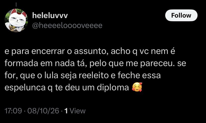 estercomments's tweet photo. Crianças, os diplomas das pessoas não vão desaparecer só pq vocês não gostam do fato de elas serem de direita, tá? https://t.co/9LpBENfgES