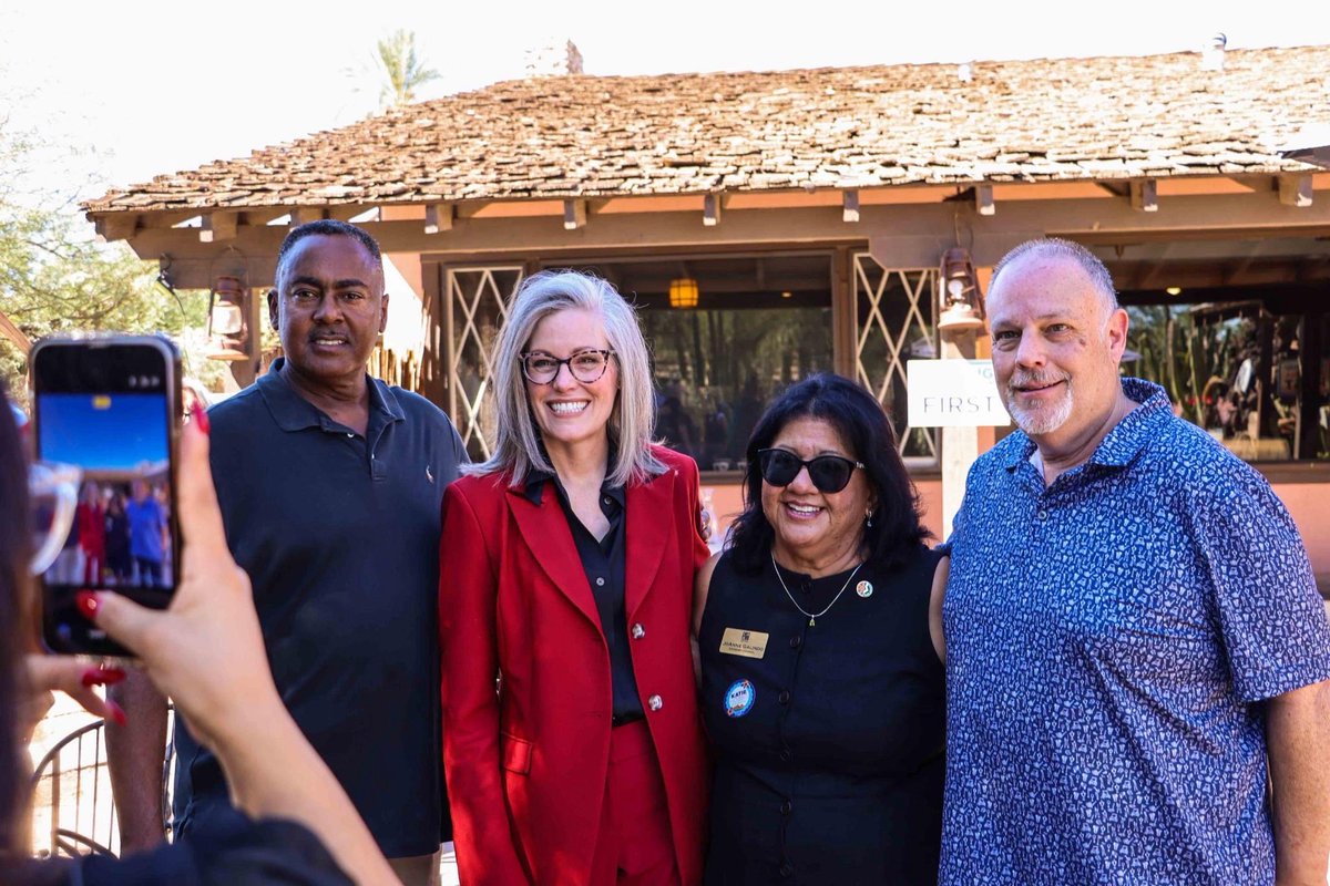 katiehobbs's tweet photo. Today, @johngiles4AZ helped me launch our Seniors for Katie coalition alongside the Arizonans who have worked hard their entire lives to make Arizona the great state it is today. 

As governor, I’ve cut taxes for retirees, lowered the cost of medications, and expanded affordable housing options across the state so our seniors can live in an Arizona that lets them retire with dignity and peace of mind. 

Our seniors have never given up on Arizona, and I won’t give up on them.