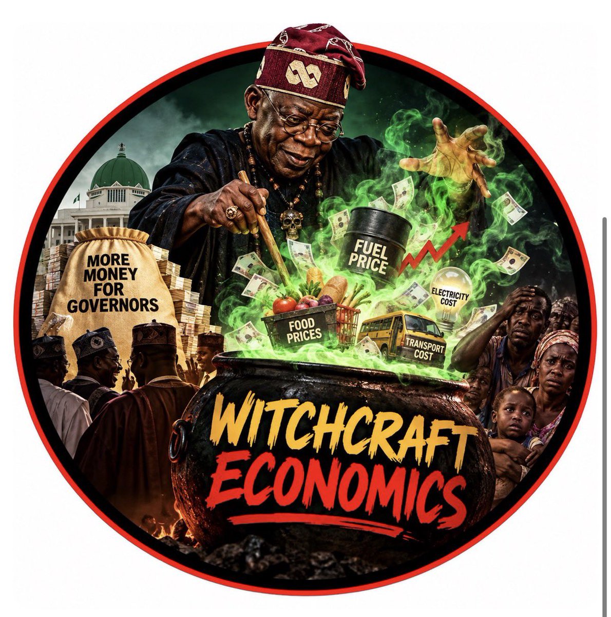 KadunaResident's tweet photo. BOLA TINUBU AND WITCH CRAFT ECONOMICS 

1. Bola Tinubu took away the subsidy and the money that Nigerians were benefiting from, gave to Governors.

2. We cried, but instead of alleviating our suffering, he told Nigerians that Governors now had more money and we should chase our Governors to reduce our suffering. 

3. Nigerians have been suffering since the very first day Tinubu came into office -  “Subsidy is gone.”

4. Petrol was about ₦185/litre when Tinubu came into office. It went above ₦1,500/litre in many parts of the country. Food prices exploded. Transport costs increased. Businesses struggled. The cost of living became unbearable.

5. Now, barely 100 days to the 2027 elections, after Nigerians have blacklisted this government, they suddenly want Nigerians to see cheaper fuel. Petrol discounts. A proposed ₦1,350 price ceiling. Suddenly, relief is possible.

6. This is witchcraft economics and leadership.

7. If you fall for this trap, you will cry blood until 2031. Nigerians must not allow temporary election-year relief to erase four years of economic hardship.

8. Voting Bola Tinubu out in 2027 is a matter of national emergency.

9. Nigerians must remember the pain. Nigerians must remember the failed promises. And Nigerians must vote accordingly.