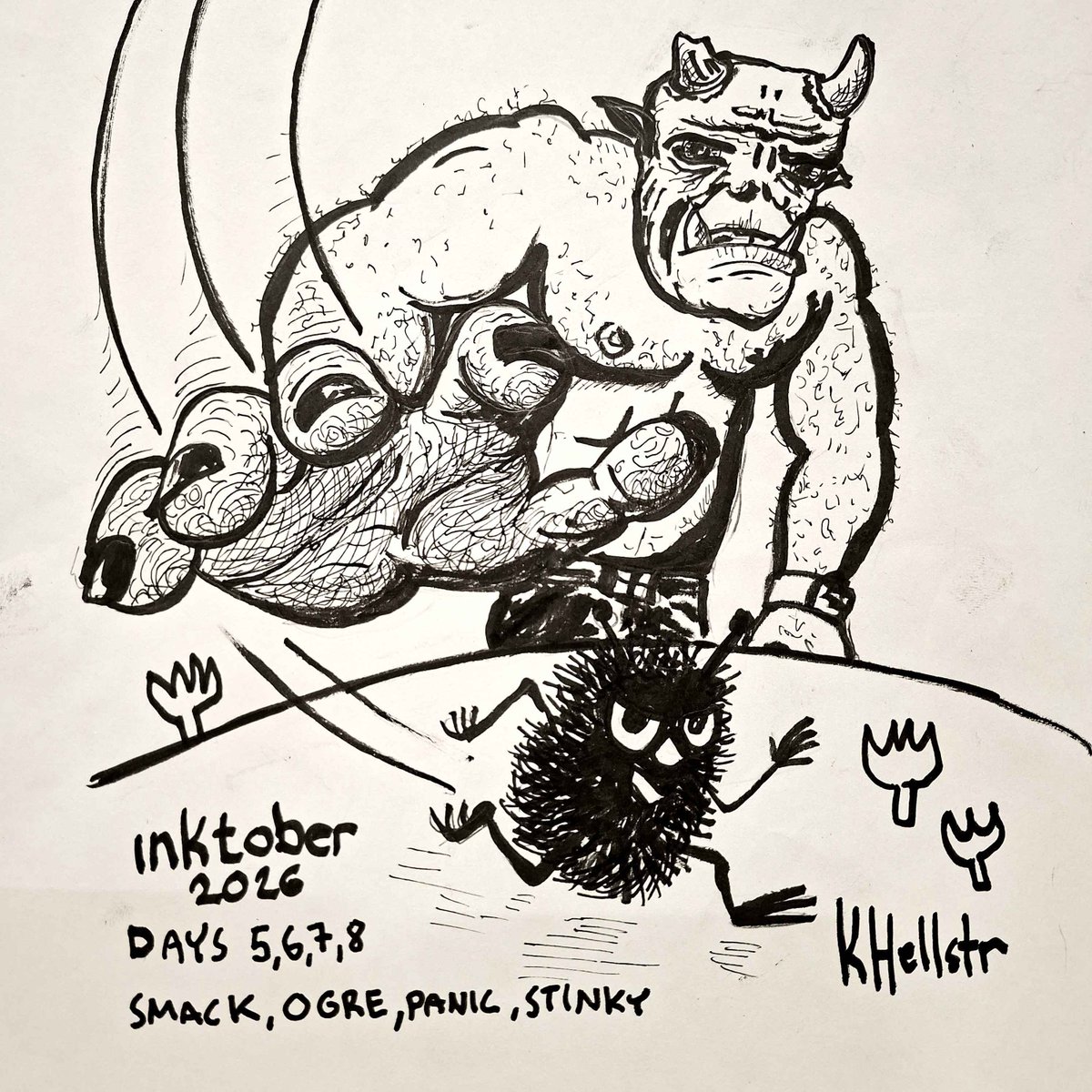 Khellstr3D's tweet photo. #inktober #inktober2026 days 5,6,7 and 8 https://t.co/3KbOp0besR