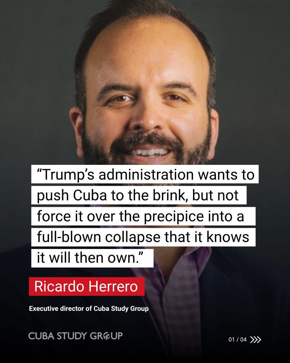 CubaStudyGroup's tweet photo. 📌“Trump’s administration wants to push Cuba to the brink, but not force it over the precipice into a full-blown collapse that it knows it will then own.”

📌"So, it leaves the island on life support, with the United States the primary provider of that support, the fuel and the chicken and the basic hygiene products, flowing through the Cuban private sector but not doing more to empower or formally recognize that private sector”

🎯Source: Cuba's private sector helps avert humanitarian catastrophe — even though it 'doesn't exist. By Tim Padgett. WLRN Public Media. Octuber 6, 2026