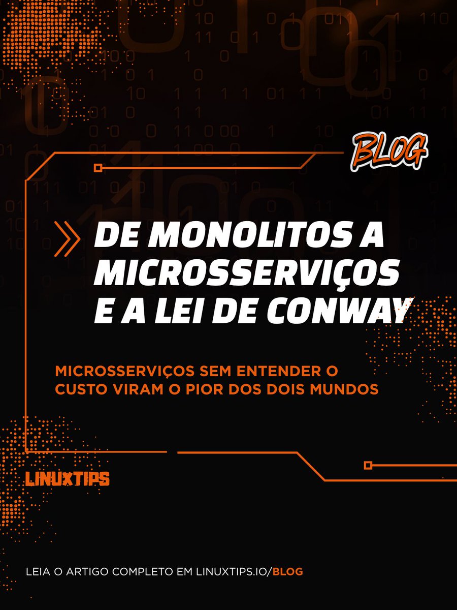 LINUXtipsBR's tweet photo. como estruturar a arquitetura base da aplicação?
muitos times migraram para microsserviços sem entender os custos envolvidos e acabam construindo o“monolito distribuído”.

quer saber como evitar essa armadilha? acesse o conteúdo completo em nosso blog https://t.co/ykYTQuQwDY https://t.co/Vlx7RdZjBG