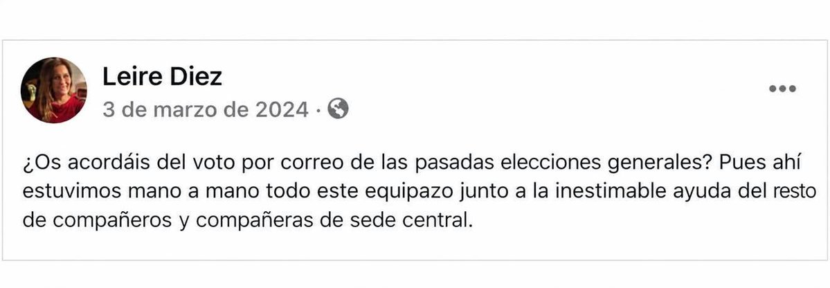 hermanntertsch's tweet photo. Esto no es fake. Es parte de un mensaje de Leire Díez hablando de las elecciones de 2023 y su voto por correo.
Años después Correos y ella niegan que ella tuviera papel alguno en el voto por correo. https://t.co/beVnTBdndc