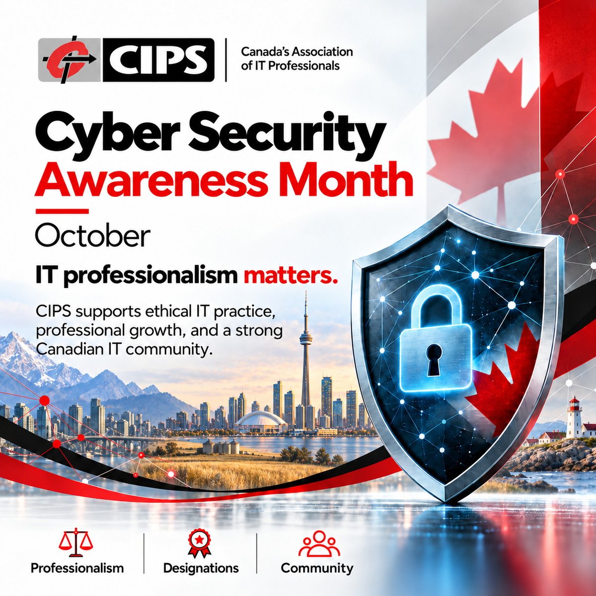 CIPS's tweet photo. 🔐 October is Cyber Security Awareness Month! 🇨🇦

Cybersecurity is everyone's responsibility, and Canadian IT professionals play a critical role in protecting our organizations, communities, and digital future.

#CyberSecurityAwarenessMonth #CyberSecurity #ITProfessionalism https://t.co/NXJUWhsnps