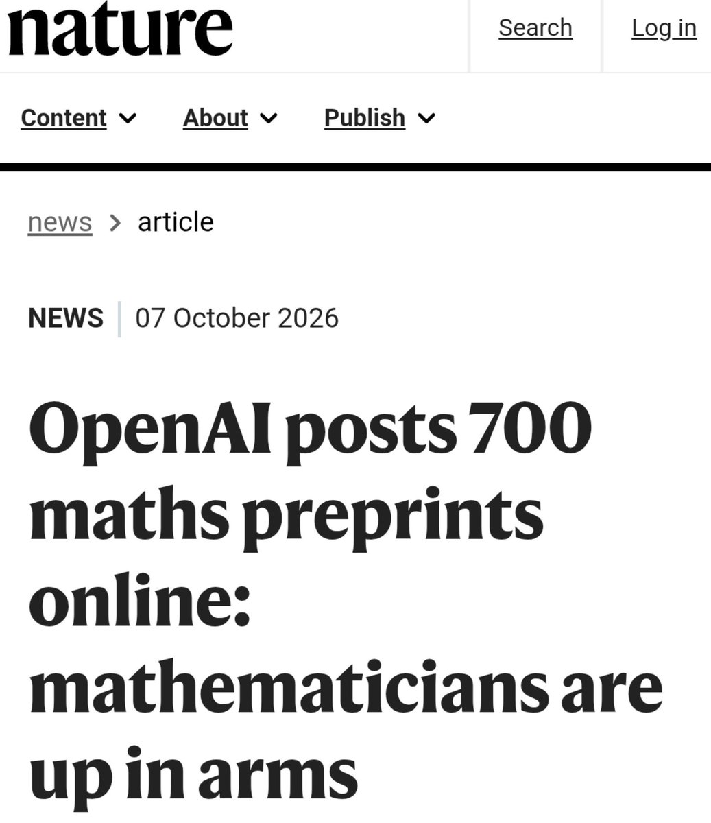 Mr_BenPrime's tweet photo. Mathematicians aren't pissed because they're jelly or threatened. It's because shotgunning 700 "proofs" with opaque processes, no prompts or citation trails doesn't actually advance mathematics in any meaningful way.

Who tf you think now has to work through all this mathslop? https://t.co/w37NSppWXe