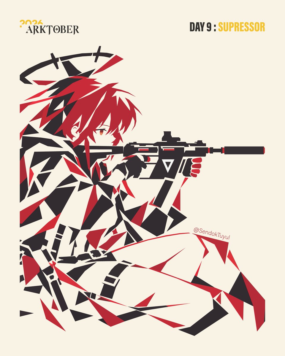 SendokTuyul's tweet photo. Day 9 - Supressor  

This is my first time joining this trend btw... 
#Arknights #Arktober2026 https://t.co/0tWszL9DVp