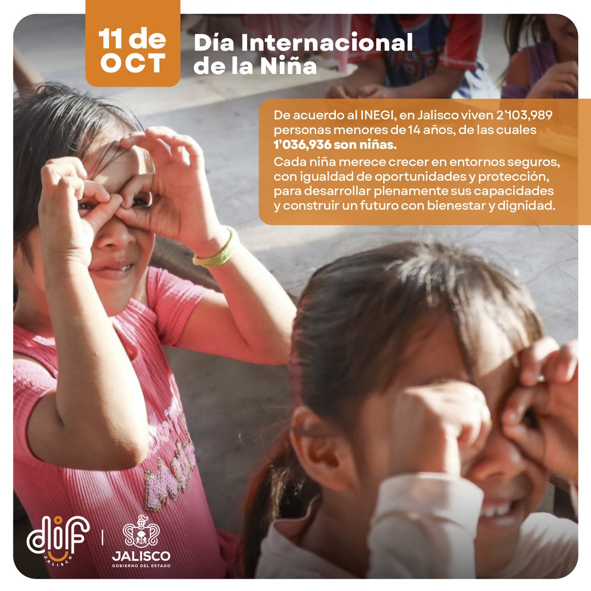 DIFJalisco's tweet photo. Conozcamos, detectemos y atendamos los problemas que sufren las niñas en todos sus entornos: familiar, escolar y social; y promovamos proyectos de vida libres de roles y estereotipos tradicionales, que históricamente les han sido impuestos. #DíaInternacionalDeLaNiña #DIFContigo https://t.co/ySucKTk48s