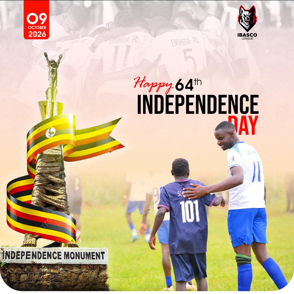 IbascoLeague's tweet photo. Football unites us, Freedom defines us.
 As we celebrate 64 years of Uganda's Independence, the Ibasco League family stands proud with the nation. Happy 64th Independence Day. #tuzeOmukensi #IndependenceDay #UgandaAt64 https://t.co/VUBlCIDyCn
