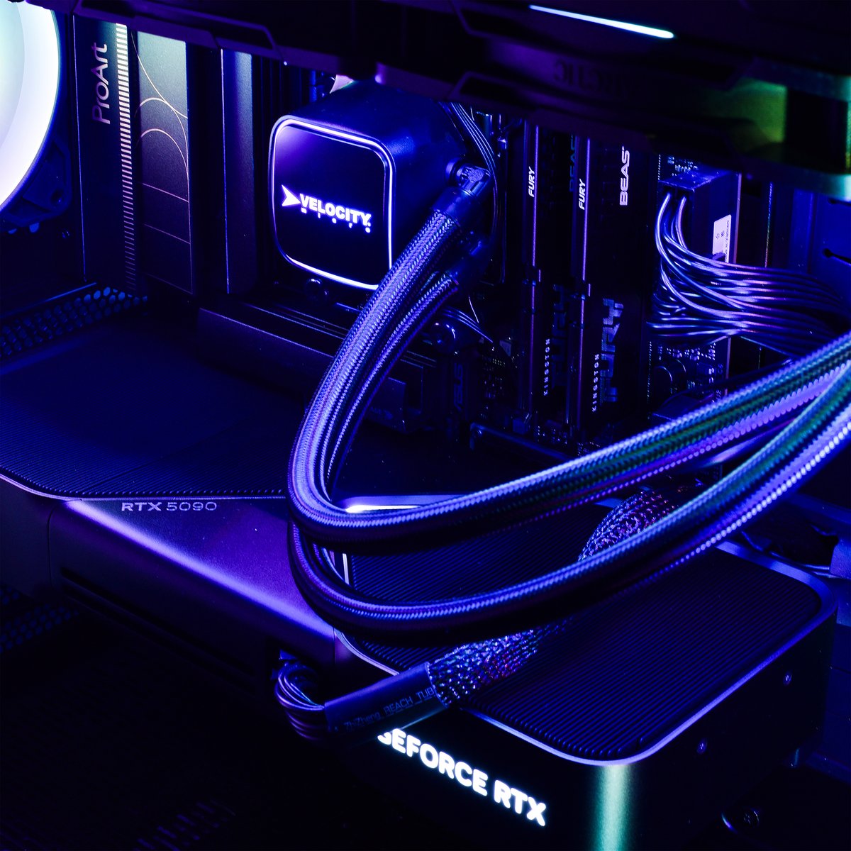 VelocityMicro's tweet photo. This #BuildoftheWeek is a really doozy! Check out this amazing Raptor Signature Edition with RTX 5090 Founders Edition. We had to take some extra pics of this one! 😀 https://t.co/QC5vy13mKO