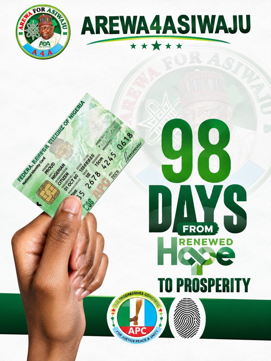 Moh_Serliis's tweet photo. Beyond politics, Nigeria and Nigerians must come first. Leadership means courage, commitment, and results. 🇳🇬

As 2027 approaches, the focus is on delivery and sustaining progress.

#Arewa4Asiwaju 
#4A4 https://t.co/g9nne4UvEV