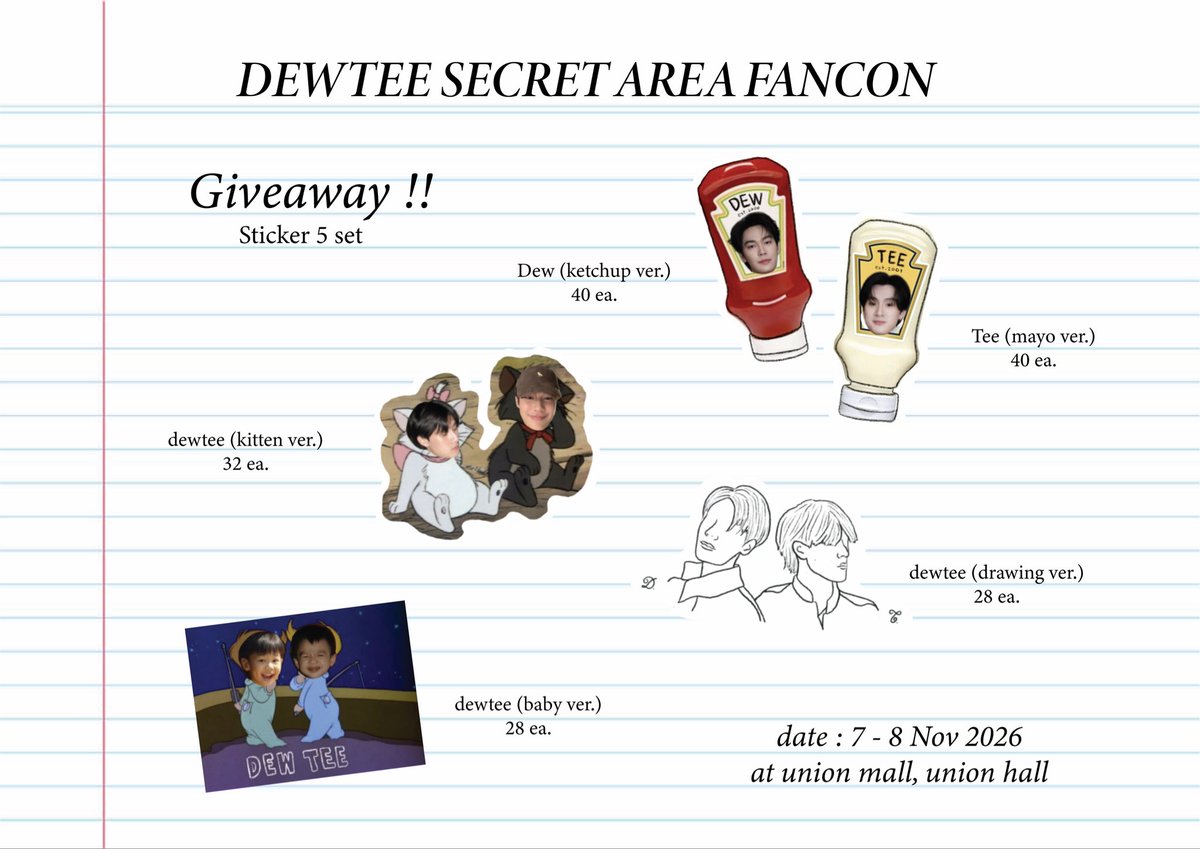 jinjinjn_'s tweet photo. pls rt &amp; show this tweet ྀིྀི 

giveaway for #DewTeefancon
: sticker 5 set 🦊🤎🐰🩵

🗓️: 7-8 nov 2026 
at union mall, union hall

📨 : for exchange dm dai na kaa 🙇🏻‍♀️💞

#dewteesecretareafancon #giveaway #dewtee https://t.co/pW1zYR0dOf