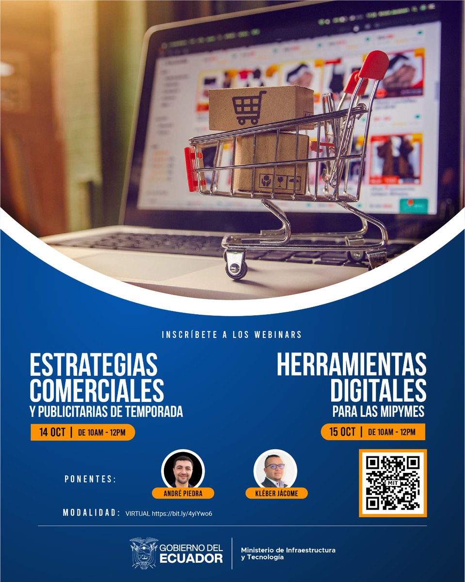 MIT_Ecuador's tweet photo. #Invitación |  ¿Tienes un negocio y quieres aprovechar la tecnología para hacerlo crecer?💻

Participa en nuestros webinars gratuitos y descubre herramientas y estrategias prácticas para fortalecer tu negocio.

📅 Miércoles 14 de octubre
Estrategias comerciales y publicitarias de temporada
📅 Jueves 15 de octubre
Herramientas digitales para las MIPYMES

👉 Inscríbete gratuitamente: https://t.co/TfUv1IKUlz