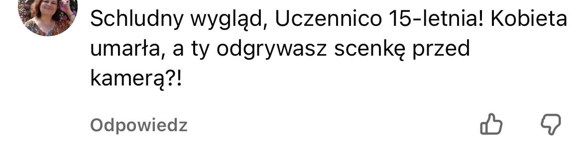 dnfft4's tweet photo. tak wyglądają komentarze pod wywiadem dziewczyny która była pytana o sytuacje, np. o to, jak się czuła wiedząc, że jej brat mógł być jedną z ofiar nożownika. obrzydliwe. why are we losing the plot??? tu chodzi o ludzkie życie. #nozownik #wyszkow #atak https://t.co/lqBSi26XCT