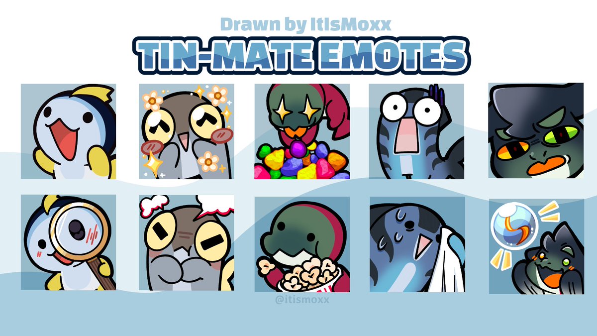 ItIsMoxx's tweet photo. I drew some new emotes for my Tin-mates! 🪝🐟 🧡#MOXXterpiece https://t.co/fgMdU8zrL4