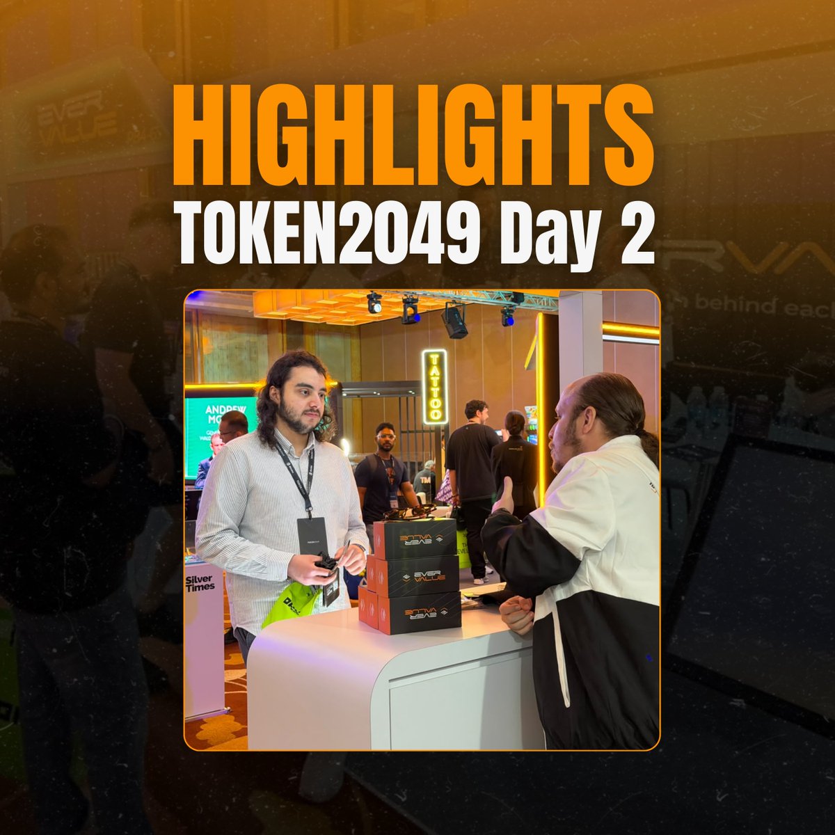 EverValueCoin's tweet photo. Day 2 at TOKEN2049 Singapore. 🔥
 
A busy booth, great conversations, and a lot of people wanting to understand how EVA works in practice.
 
 Here's a little of what today looked like. 🔥 https://t.co/nHYoSVYy8b