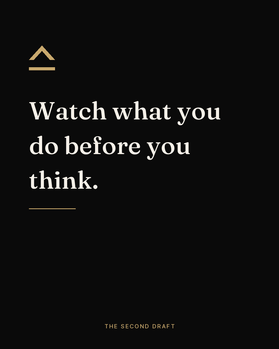 MoNaboulsi's tweet photo. Watch what you do before you think.

One version acts, then builds a reason. The other catches the action and still has room to choose.

That first motion is the draft. Everything you say about it afterward is commentary. https://t.co/uBwdE9tYxT