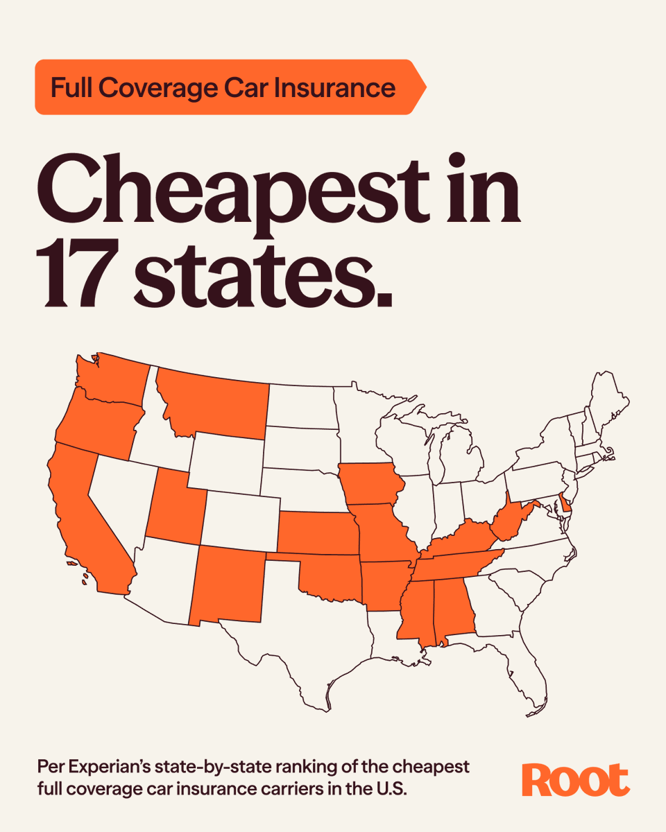 RootInsurance's tweet photo. @Experian analyzed insurance pricing across the country and named Root the cheapest full coverage car insurance in 17 states.

https://t.co/rqA3ZrHFQK https://t.co/5X3PpmAiSj