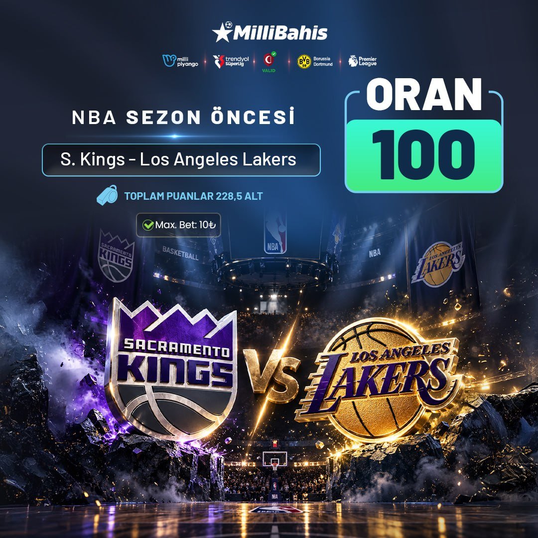 milligirisx's tweet photo. 🔥 NBA SEZON ÖNCESİ 100.00 ORAN! 🏀

🏀 Sacramento Kings 🆚 Los Angeles Lakers

💥 Özel Oran: 100
https://t.co/8uEyb5RWty https://t.co/Y9Djg3L48g