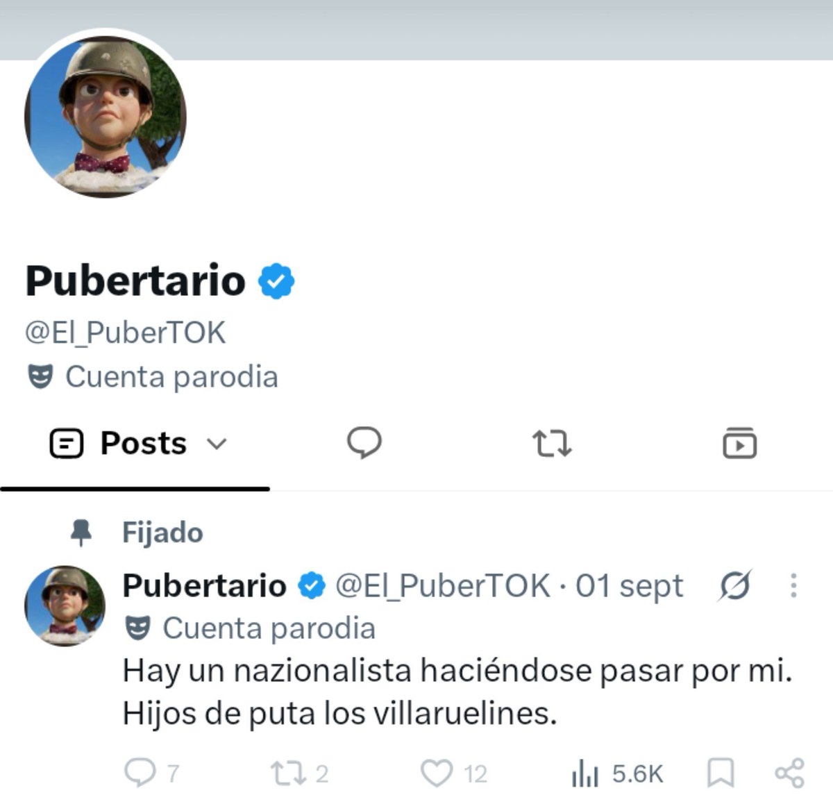 El_Puber2's tweet photo. 👉 La cuenta @El_PuberTOK no es mía, está manejada por un dependiente de psicofarmacos llamado Lautaro Iglesias, miembro de "los inquebrantables" que solo busca romper los huevos.

Abrazos. https://t.co/QOunpljVBP