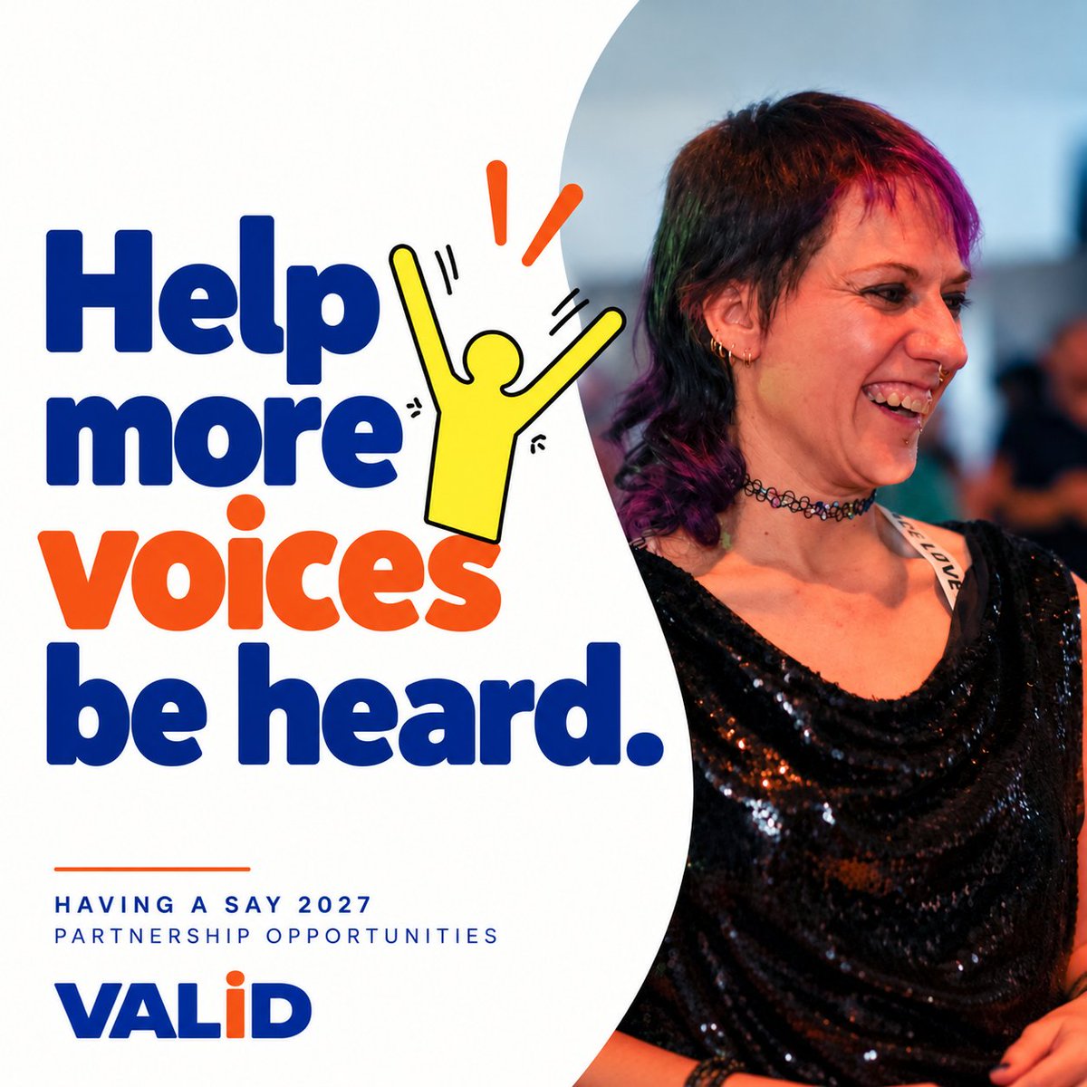 VALID_Inc's tweet photo. Looking for a corporate sponsorship opportunity that supports disability inclusion? Partner with VALID to help more people with disability take part in Having a Say 2027.

👉 https://t.co/bNWbdbiLQV

#HavingASay2027 #DisabilityInclusion https://t.co/ilbA7fml2G