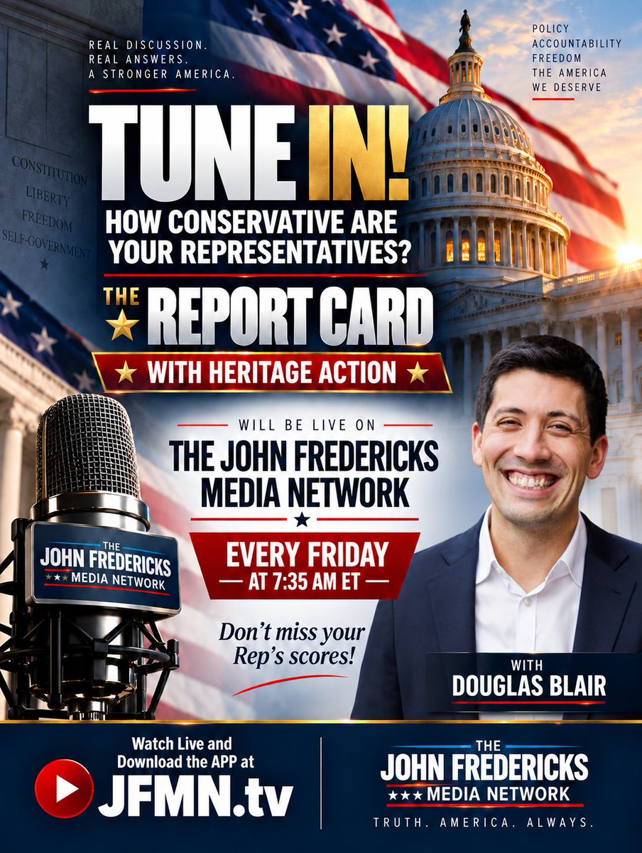 jfradioshow's tweet photo. #JFRS #FRIDAY #GodzillaOfTruth
Watch Live + Download Our New Mobile APP at https://t.co/PKkmw24TXc
6:00 AM - 10:00 AM ET @jfradioshow LINE-UP
7:05 AM ET @chesterjfields #GOPVoices @Republicans
7:35 AM ET @DouglasKBlair @Heritage_Action #ReportCard
8:05 AM ET @robcrilly
9:00 AM ET #TheVAGang @ChrisBSaxman @SenatorJoeMorrissey @ChapPetersen @AssocAnderson @georgeallenva
Taking Your Calls!!! 888-480-JOHN (5646)
Watch Live + Download Our New Mobile APP at https://t.co/PKkmw24TXc
