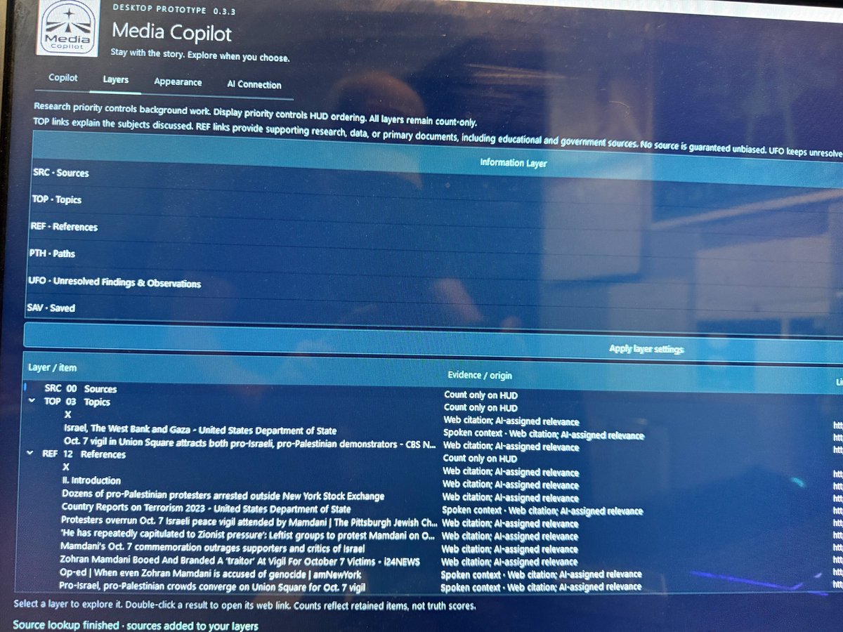 MediaCopilotSI's tweet photo. Live testing on V0.3.3 on @Asmongold Live stream 10/08/2026. Configuring to allow screen capturing video. HUD working great and links are very accurate. https://t.co/z6t6mEC0As