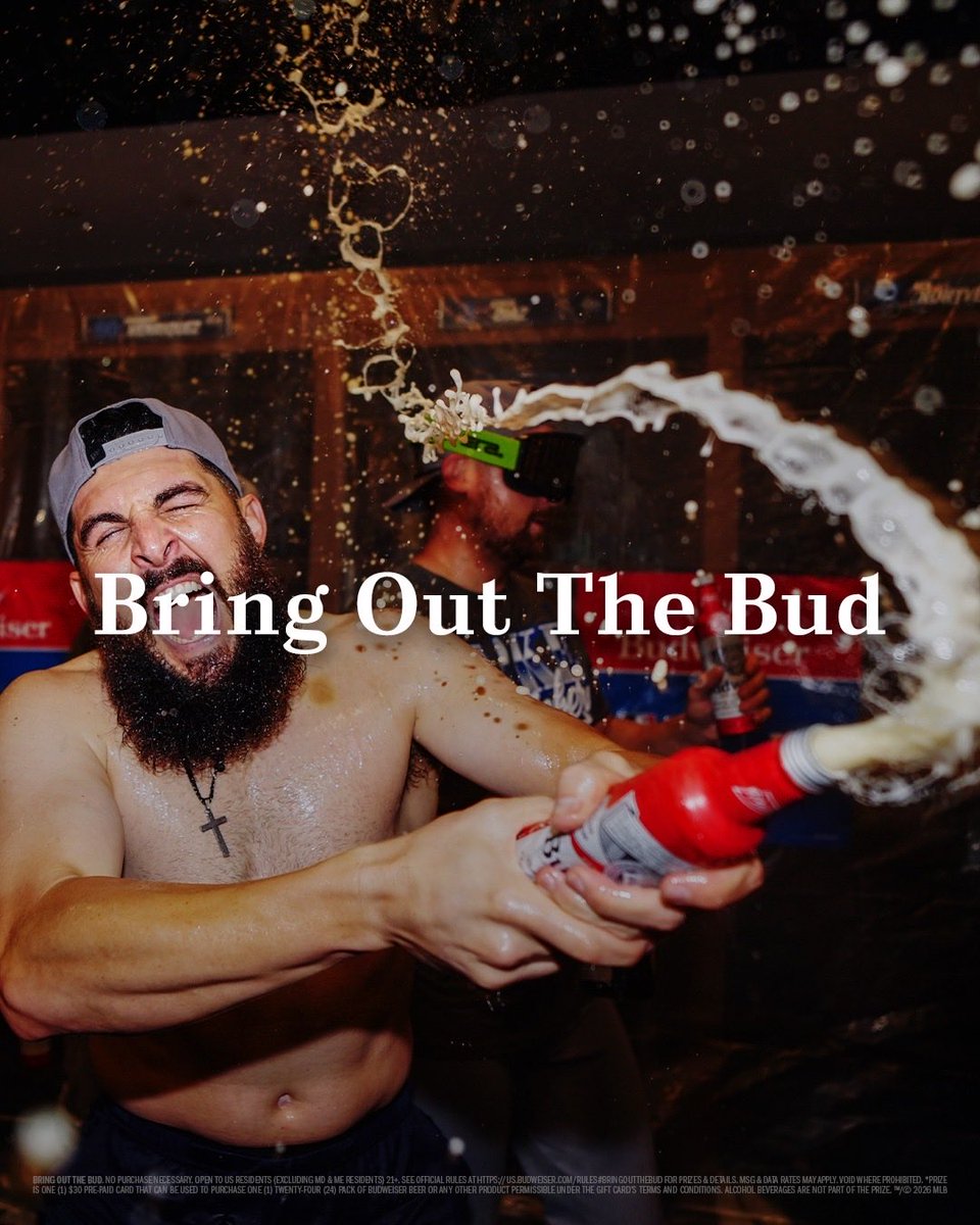 budweiserusa's tweet photo. 🍺ANOTHER YEAR, ANOTHER NLCS🍺​

The @Dodgers clinched their 3rd straight NLCS appearance last night. If you want to join them in a beer shower, use #BringOutTheBud #Sweepstakes for your chance to win a celebration's worth of beer money and join in on the fun. https://t.co/P4Z0yrqbeg