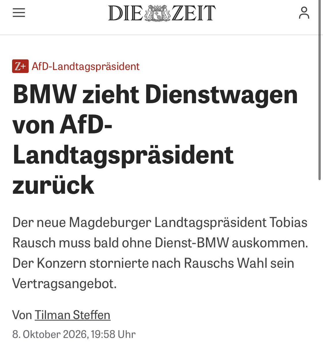 Haintz_MediaLaw's tweet photo. Niemand, wirklich, niemand muss einen BMW kaufen. BMW möchte nicht, dass mehr als 30 % der deutschen Wähler BMW kaufen.

Der Konzern biedert sich denen an, die ihn zerstören. Geisteskrank und masochistisch, Deutschland eben. 

PS: Elon Musk und Tesla springen bestimmt gerne ein. https://t.co/BPwNFC8tUZ