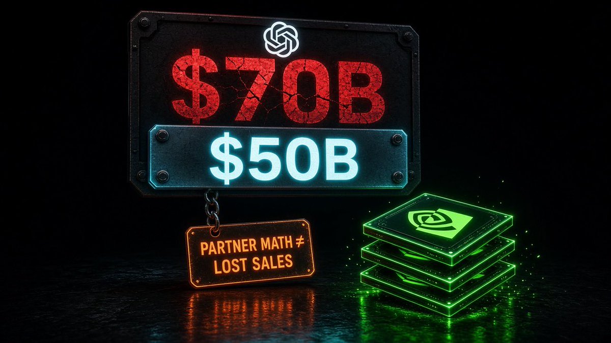 CoonInvestments's tweet photo. Wall Street had OpenAI at $70,000,000,000 a year. Investor papers now say closer to $50,000,000,000. $NVDA fell about 3%.
The higher number counted partner sales so OpenAI would look even with Anthropic. OpenAI still grew about 77% last quarter â€” demand didn't vanish.
The stock went from about $237 to $230. A bad comparison still moved the whole AI tape. $NVDA