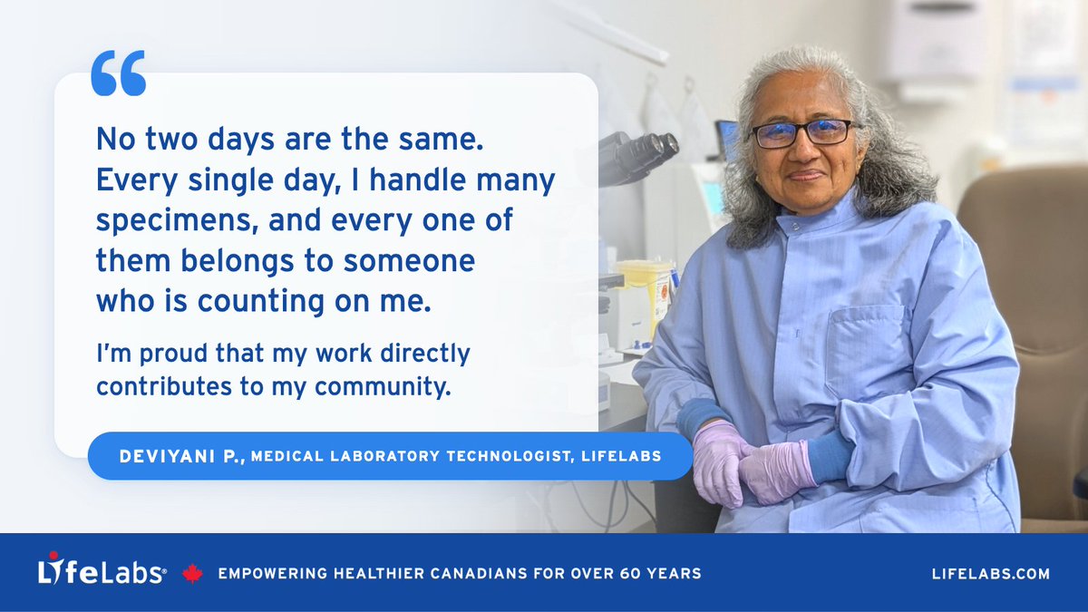 LifeLabs's tweet photo. At LifeLabs, every sample tells a story, and Medical Lab Technologist Deviyani Panchal never loses sight of the people behind them. 

Read more: https://t.co/cTgOlaYPu5 https://t.co/0C8mFZ988N