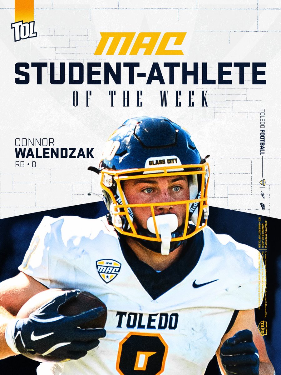 ToledoFB's tweet photo. Congrats Connor on earning @MACSports student-athlete of the week! 📚🚀 https://t.co/OGKOXlEltY